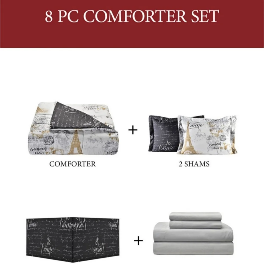 Fairfield Square Collection Reversible Queen Bed Ensemble 8 pc., New